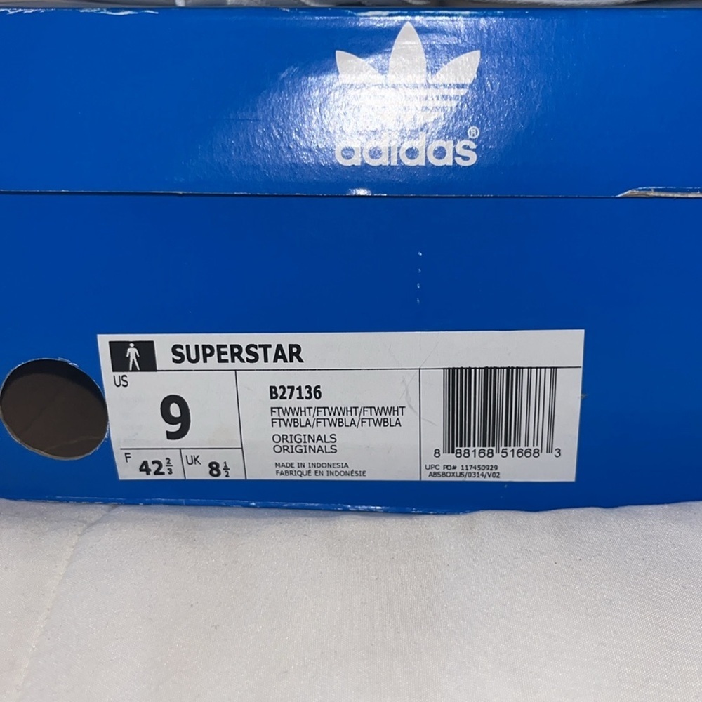 All White Adidas Superstar Shell Toe Sneakers Men's Size 9 - Picture 6 of 6